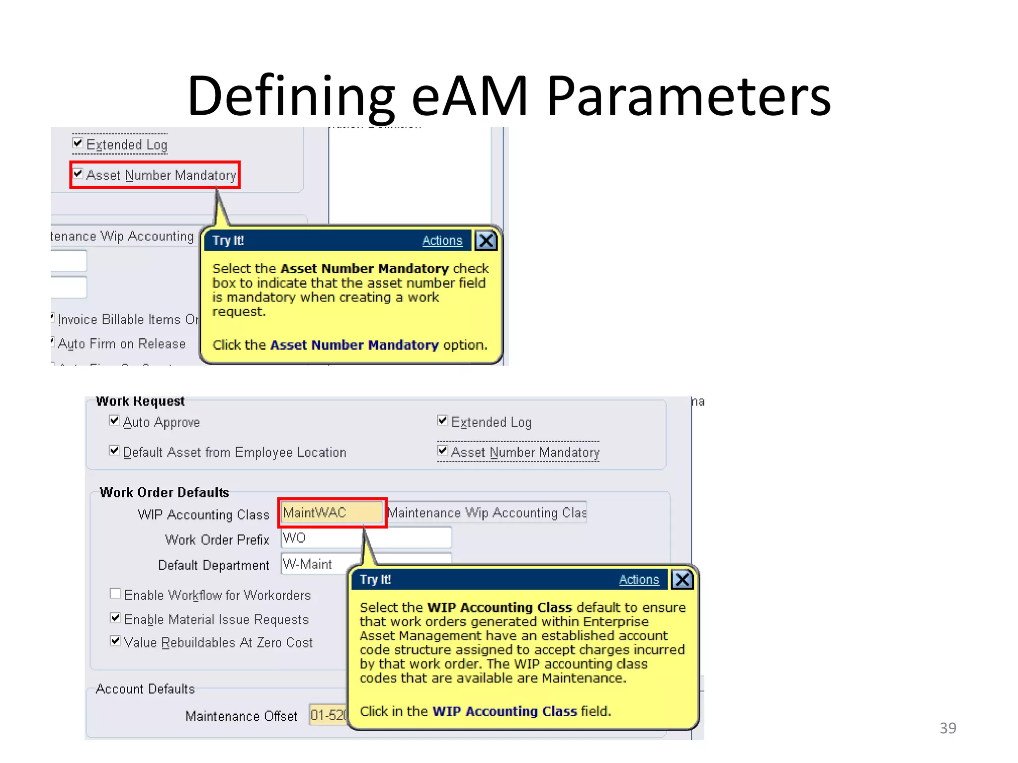 Defining eAM Parameters




                          39
 