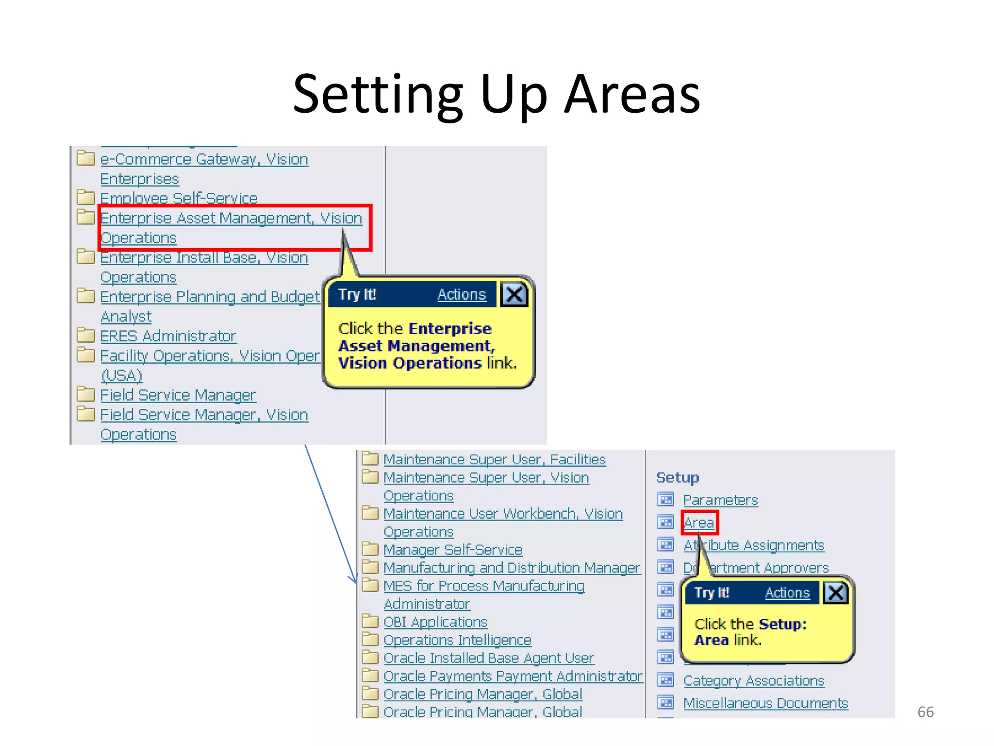 Setting Up Areas




                   66
 
