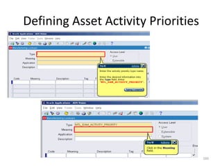 Defining Asset Activity Priorities




                                     160
 