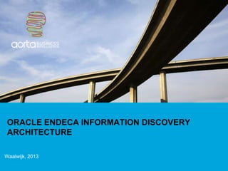 ORACLE ENDECA INFORMATION DISCOVERY
ARCHITECTURE
Waalwijk, 2013
 