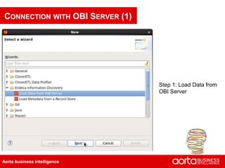 CONNECTION WITH OBI SERVER (1)




                                 Step 1: Load Data from
                                 OBI Server




Aorta business intelligence
 