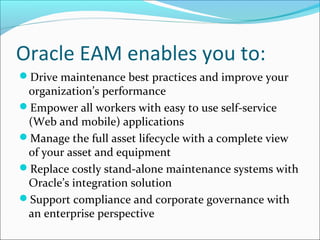 oracle enterprise asset management ppt | PPT