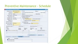 Preventive Maintenance - Schedule
 