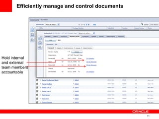 11
Hold internal
and external
team members
accountable
Efficiently manage and control documents
 