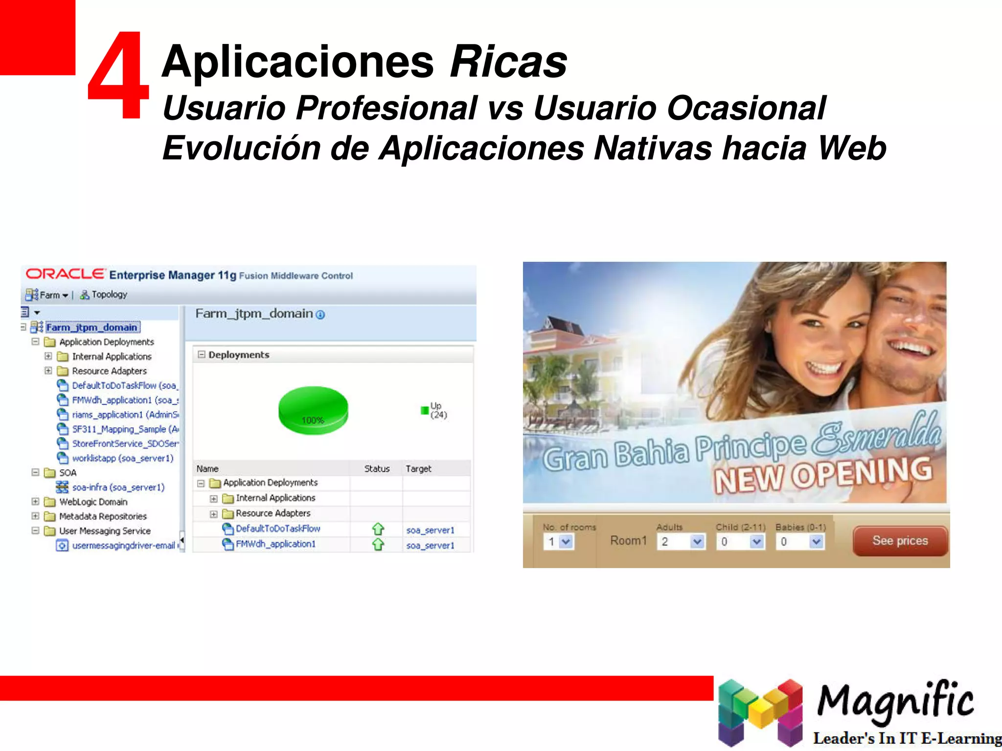 Aplicaciones Ricas
Usuario Profesional vs Usuario Ocasional
Evolución de Aplicaciones Nativas hacia Web
4
 