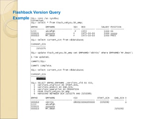 Flashback Version Query
Example
 
