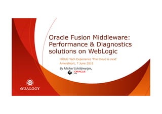 ©2018 Michel Schildmeijer©2018 Michel Schildmeijer
Oracle Fusion Middleware:
Performance & Diagnostics
solutions on WebLogic
nlOUG Tech Experience ‘The Cloud is next’
Amersfoort, 7 June 2018
By Michel Schildmeijer,
 