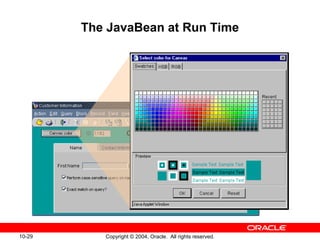 10-29 Copyright © 2004, Oracle. All rights reserved.
The JavaBean at Run Time
 