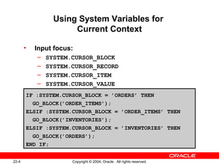 Oracle forms les22 | PPT