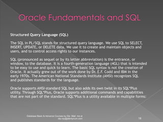 Oracle fundamentals and sql | PPSX