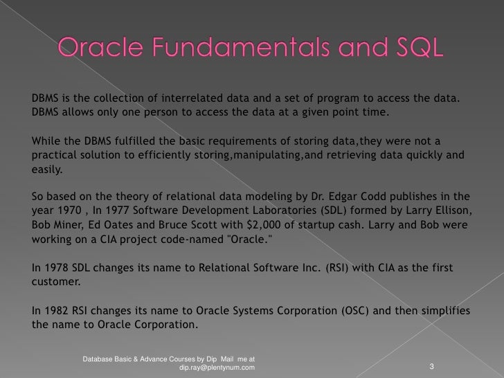 Oracle Fundamentals And Sql Oracle Fundamentals And Sql