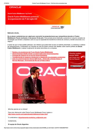 Oracle fusion middleware...e de las presentaciones