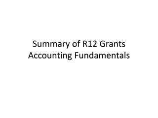 Summary of R12 Grants
Accounting Fundamentals
 