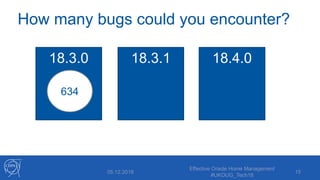 How many bugs could you encounter?
05.12.2018
Effective Oracle Home Management
#UKOUG_Tech18
15
18.3.0 18.3.1 18.4.0
634
 