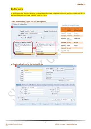 (b). Setting up the Security Profile 
i. HR:Cross/Business Group as yes/no, if yes. Then user can access data from other Business group too. 
ii. HR:Security Profile 
iii. HR: User Type : HR with Payroll 
Regintala Chandra Sekhar Page 27 ora17hr@gmail.com 
 
