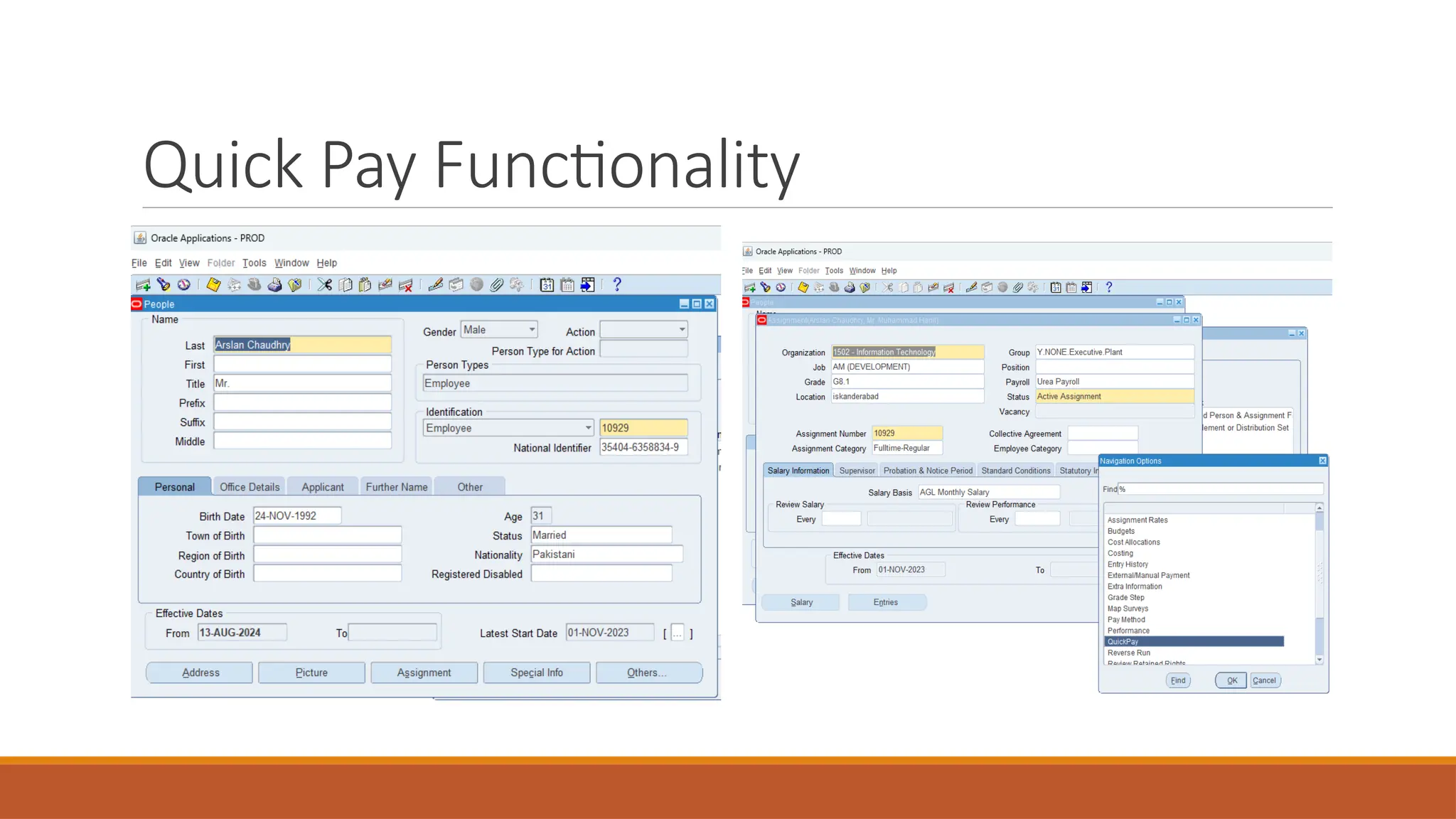 Quick Pay Functionality
 