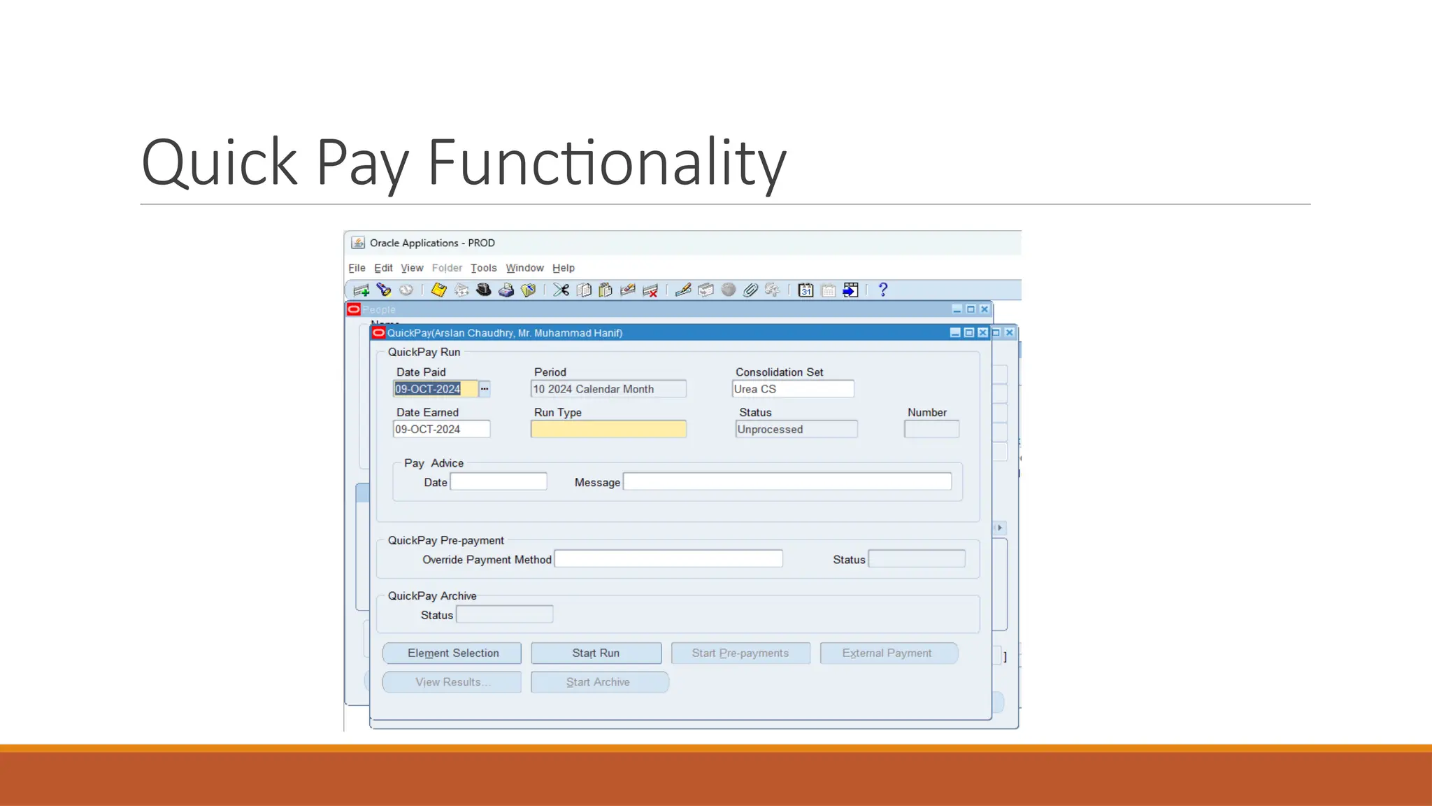 Quick Pay Functionality
 