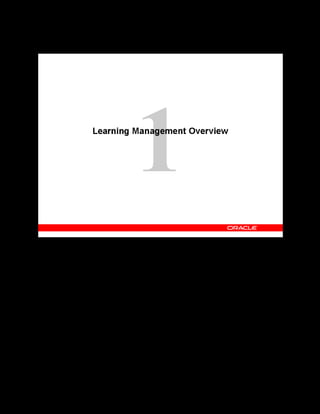 Copyright © Oracle, 2007. All rights reserved.
Learning Management Overview
Chapter 1 - Page 2
Learning Management Overview
 