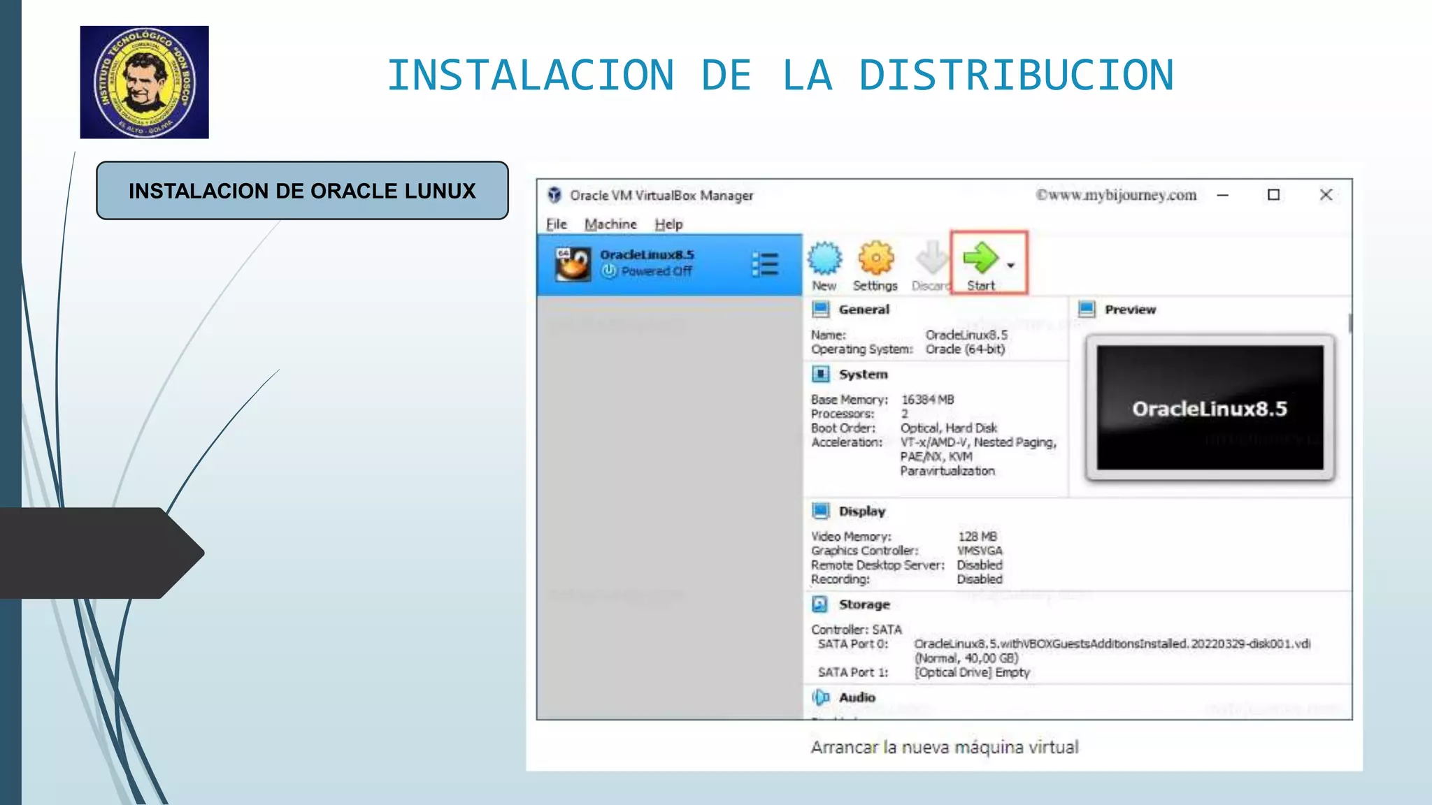 INSTALACION DE LA DISTRIBUCION
INSTALACION DE ORACLE LUNUX
 