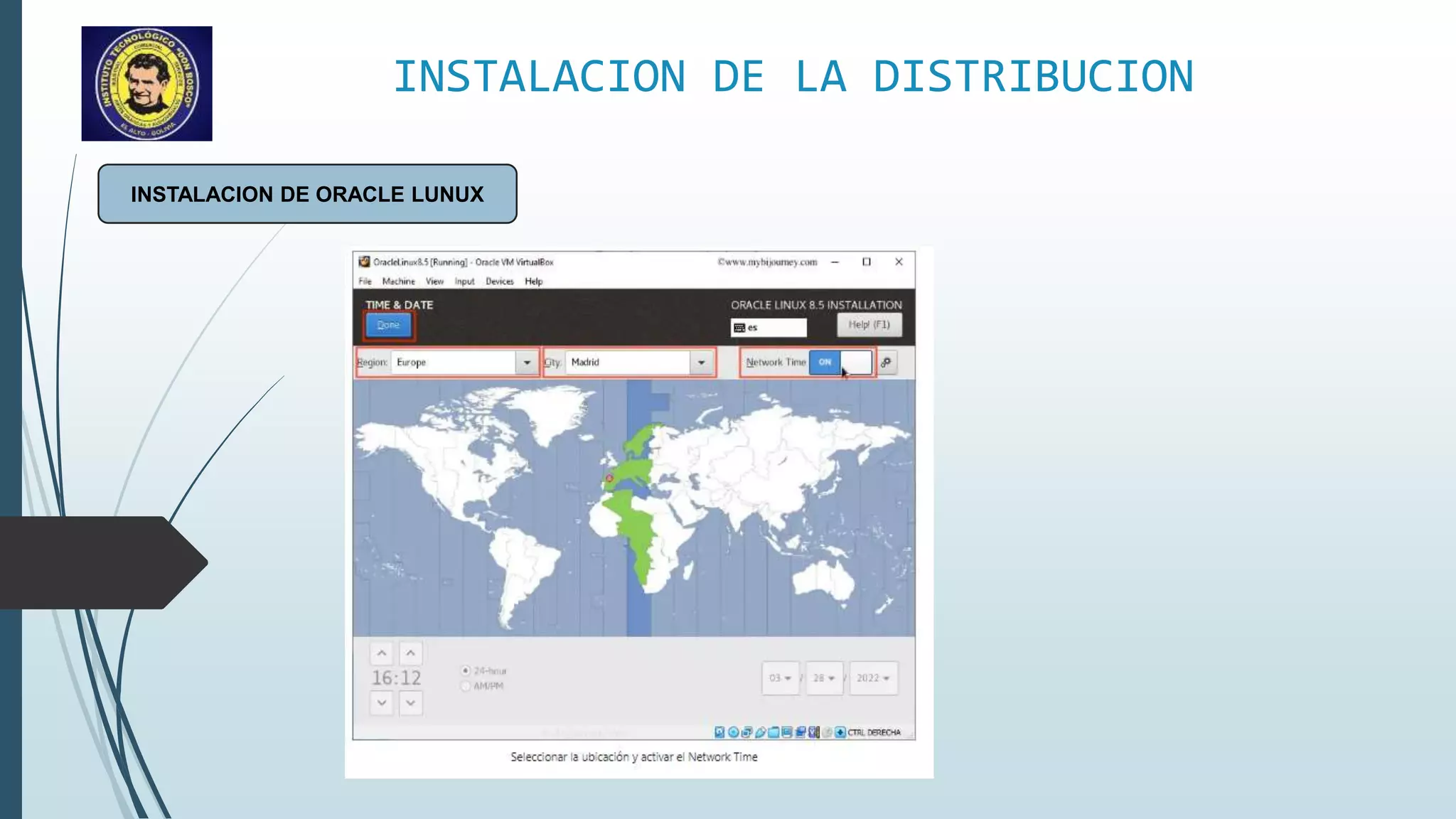 INSTALACION DE LA DISTRIBUCION
INSTALACION DE ORACLE LUNUX
 