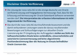 Disclaimer	Oracle	Verifizierung
©2016	nova	ratio	AG			·			Page 31
Die	Lösung	der	nova	ratio	AG	ist	die	einzige	deutsche	vo...