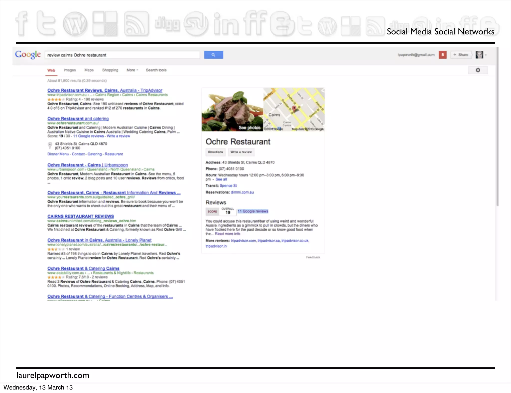 Social Media Social Networks




    laurelpapworth.com
Wednesday, 13 March 13
 