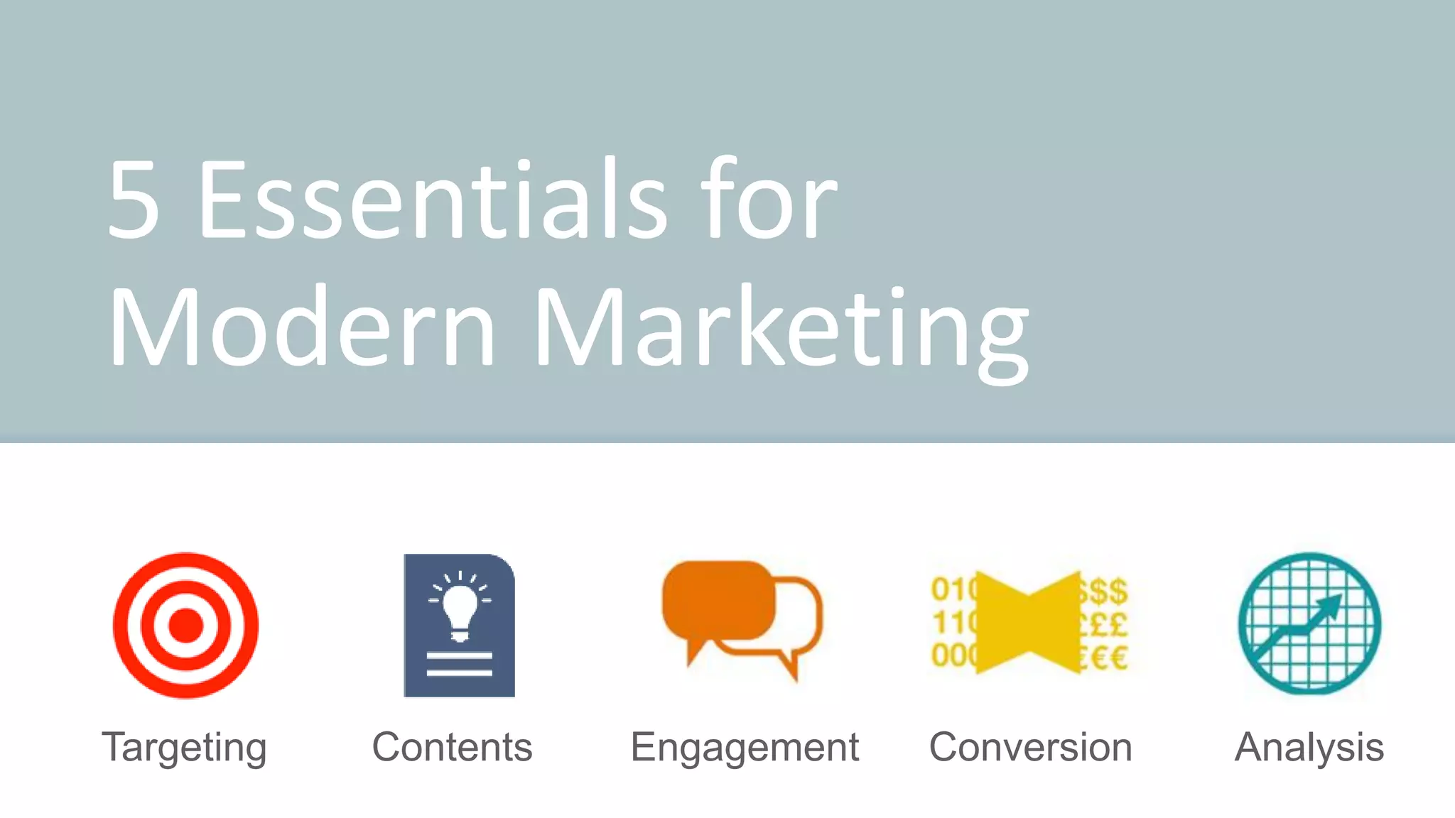 5 Essentials for
Modern Marketing
Targeting Engagement Conversion AnalysisContents
 