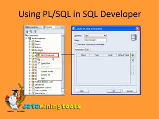 Using PL/SQL in SQL Developer 