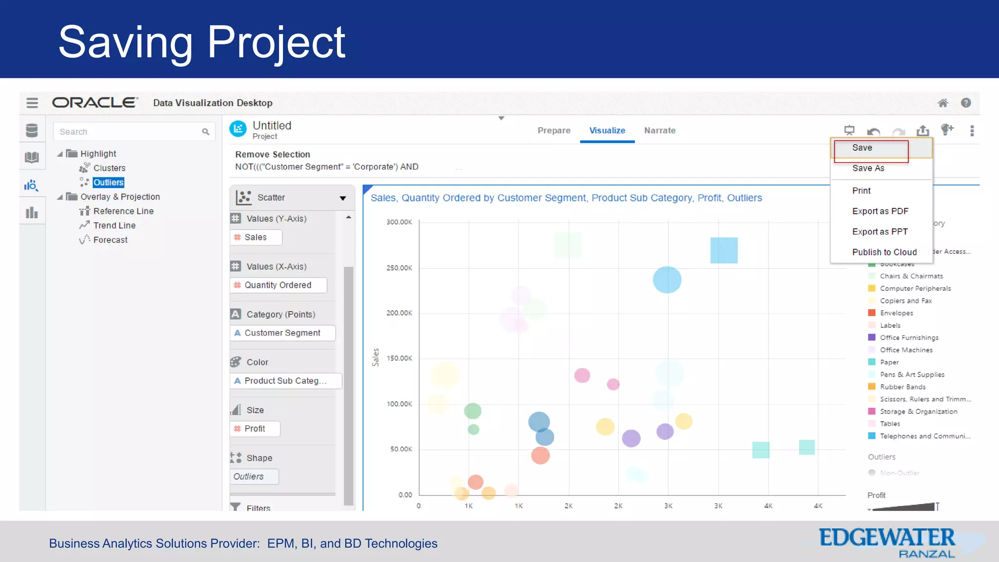 Business Analytics Solutions Provider: EPM, BI, and BD Technologies
Saving Project
 