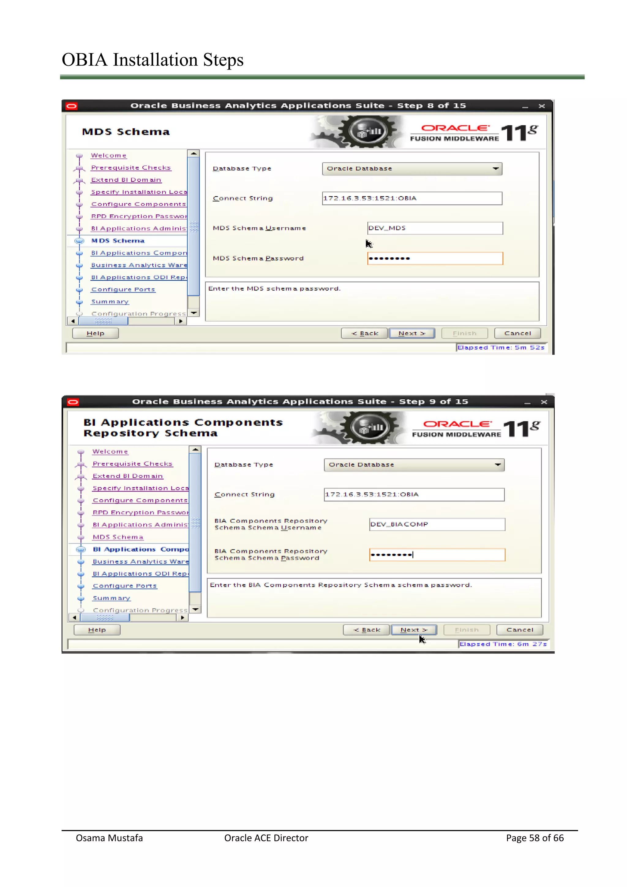 OBIA Installation Steps
Osama Mustafa Oracle ACE Director Page 58 of 66
 