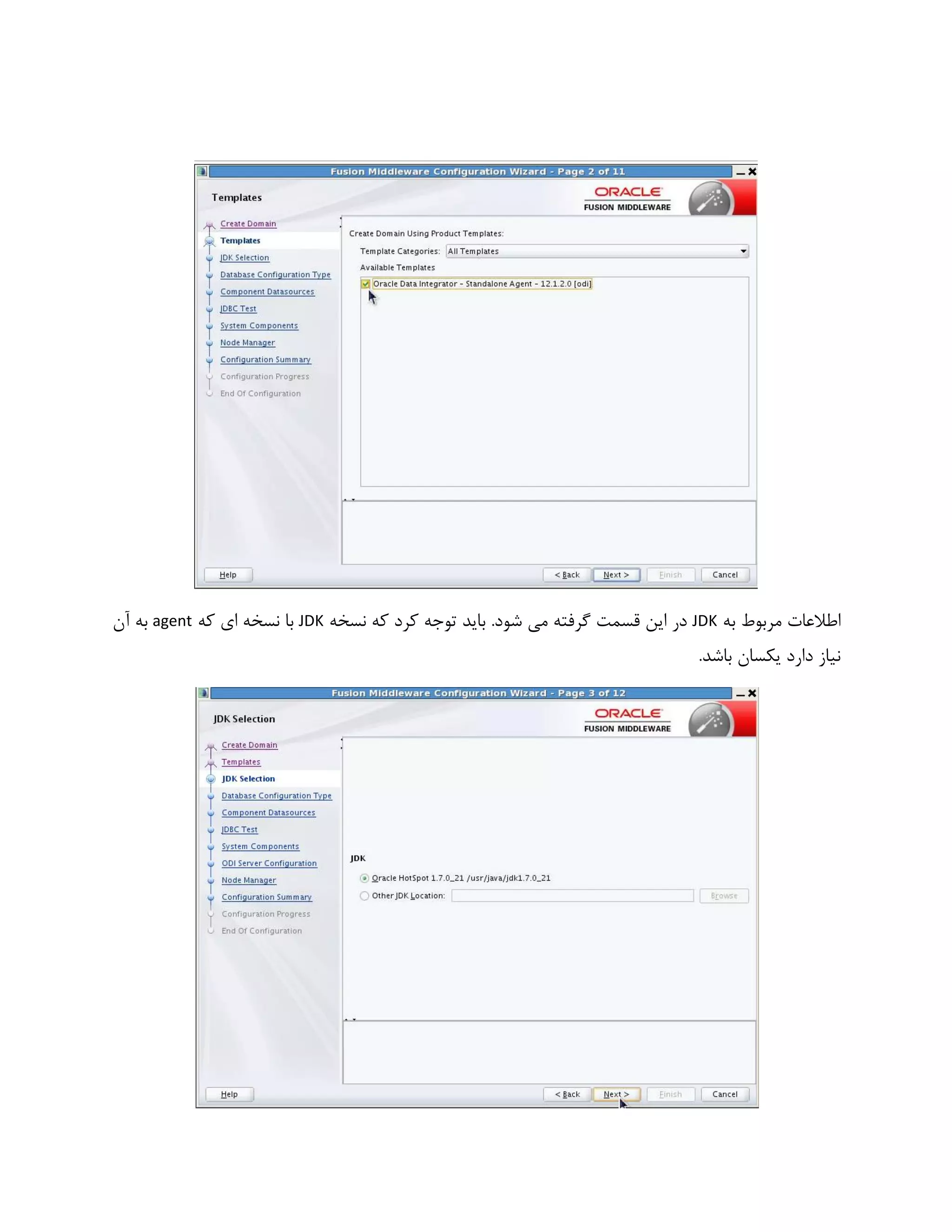 ‫به‬ ‫مربوط‬ ‫اطالعات‬JDK‫نسخه‬ ‫که‬ ‫کرد‬ ‫توجه‬ ‫باید‬ .‫شود‬ ‫می‬ ‫گرفته‬ ‫قسمت‬ ‫این‬ ‫در‬JDK‫که‬ ‫ای‬ ‫نسخه‬ ‫با‬agent‫آن‬ ‫به‬
.‫باشد‬ ‫یکسان‬ ‫دارد‬ ‫نیاز‬
 