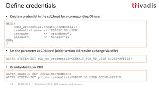 TechEvent 2019: Oracle PDB Isolation and Security; Stefan Oehrli ...