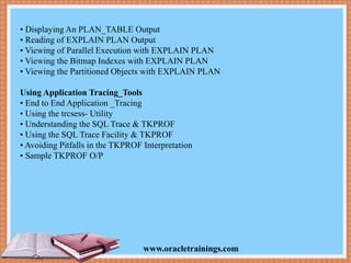 Oracle Performance Tuning Training | Oracle Performance Tuning | PPTX