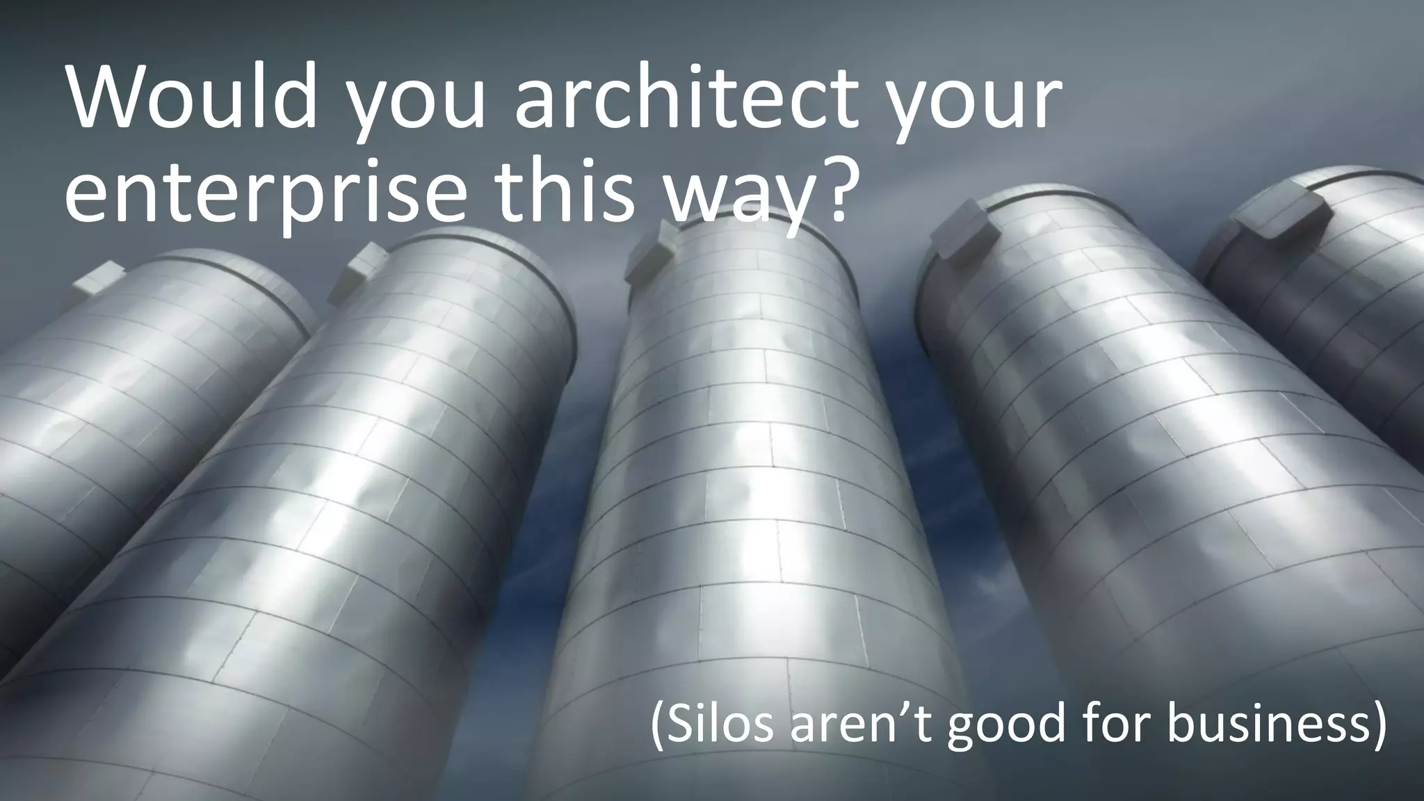 Copyright © 2016, Oracle and/or its affiliates. All rights reserved.
(Silos aren’t good for business)
Would you architect your
enterprise this way?
 