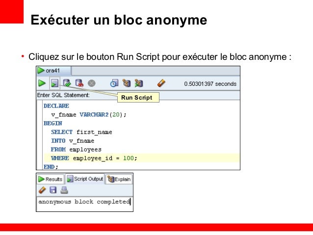 To write a anonymous bolck in sql oracle