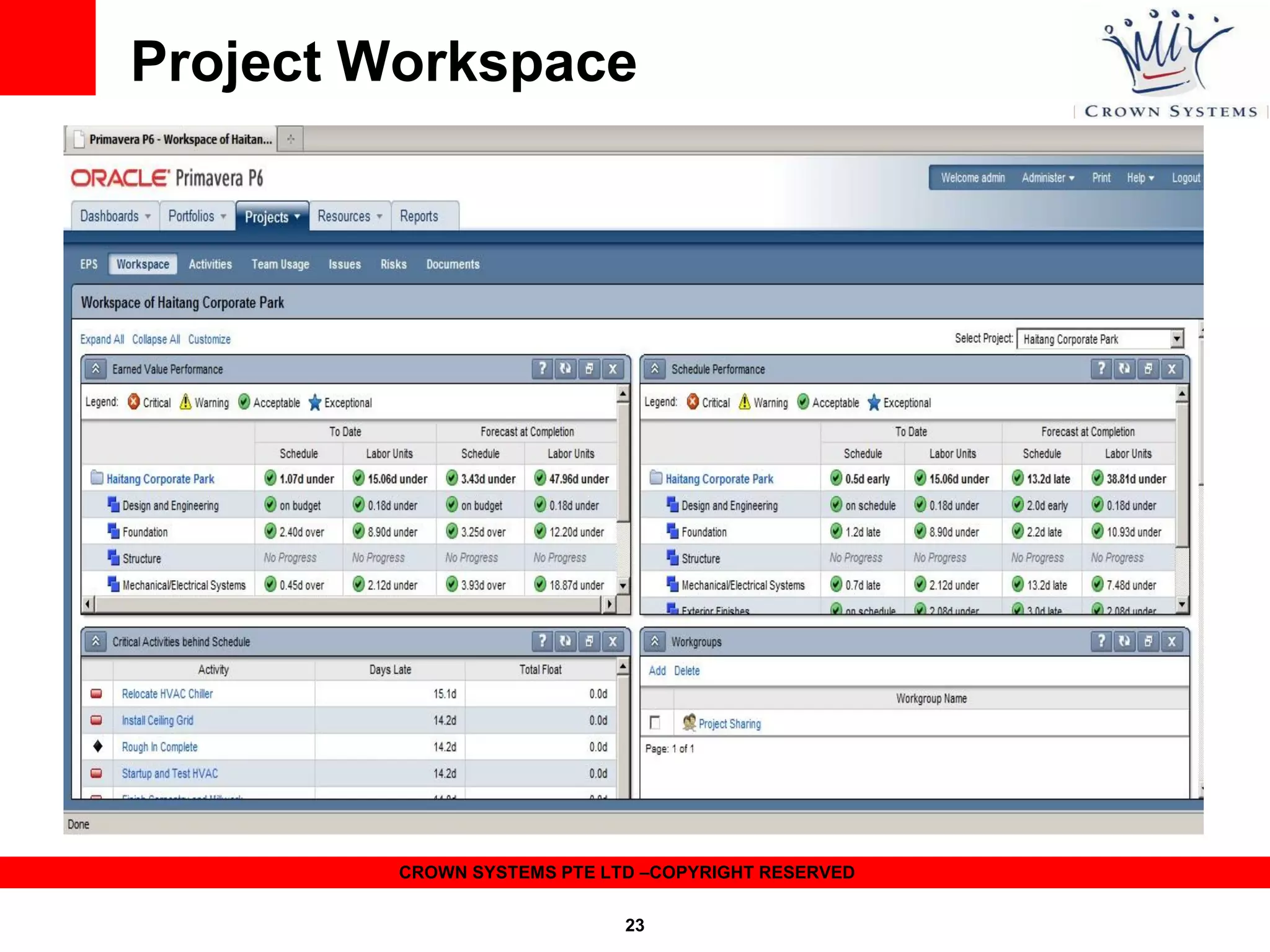 Project Workspace

CROWN SYSTEMS PTE LTD –COPYRIGHT RESERVED
23

 