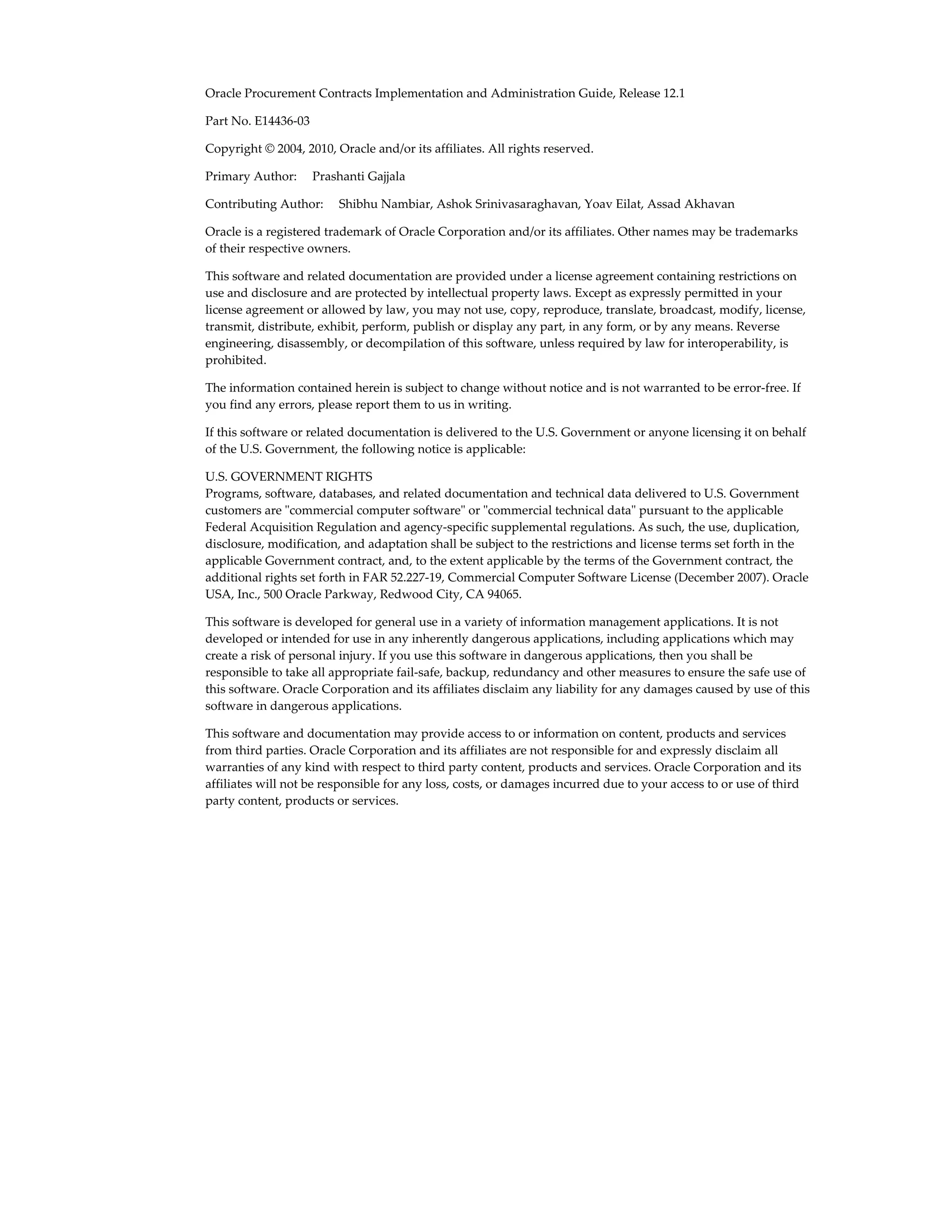 Oracle procurement contracts | PDF