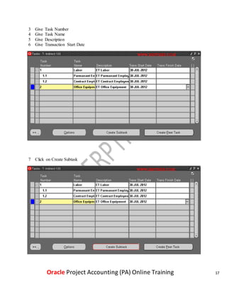 Oracle Project Accounting (PA) Online Training | DOCX