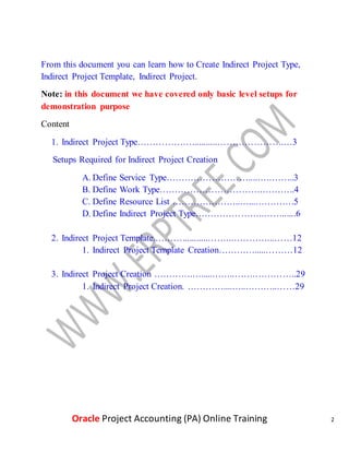 Oracle Project Accounting (PA) Online Training | DOCX