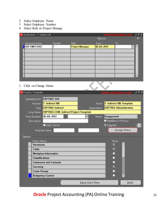 Oracle Project Accounting (PA) Online Training | DOCX