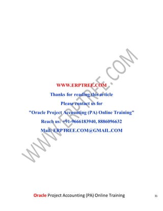 Oracle Project Accounting (PA) Online Training | DOCX
