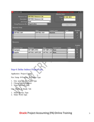 Oracle Project Accounting (PA) Online Training | DOCX