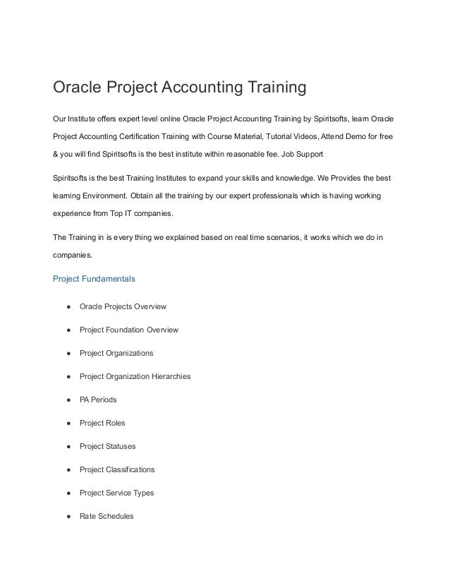 Oracle Project Accounting Training.pdf | Business | Business and Finance