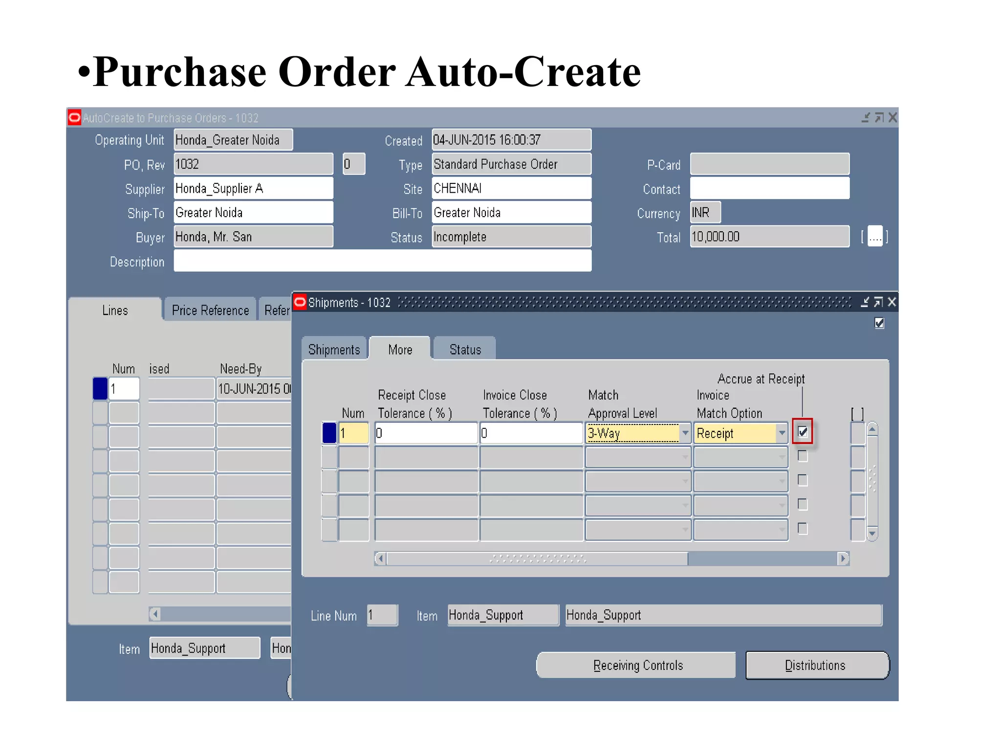 •Purchase Order Auto-Create
 