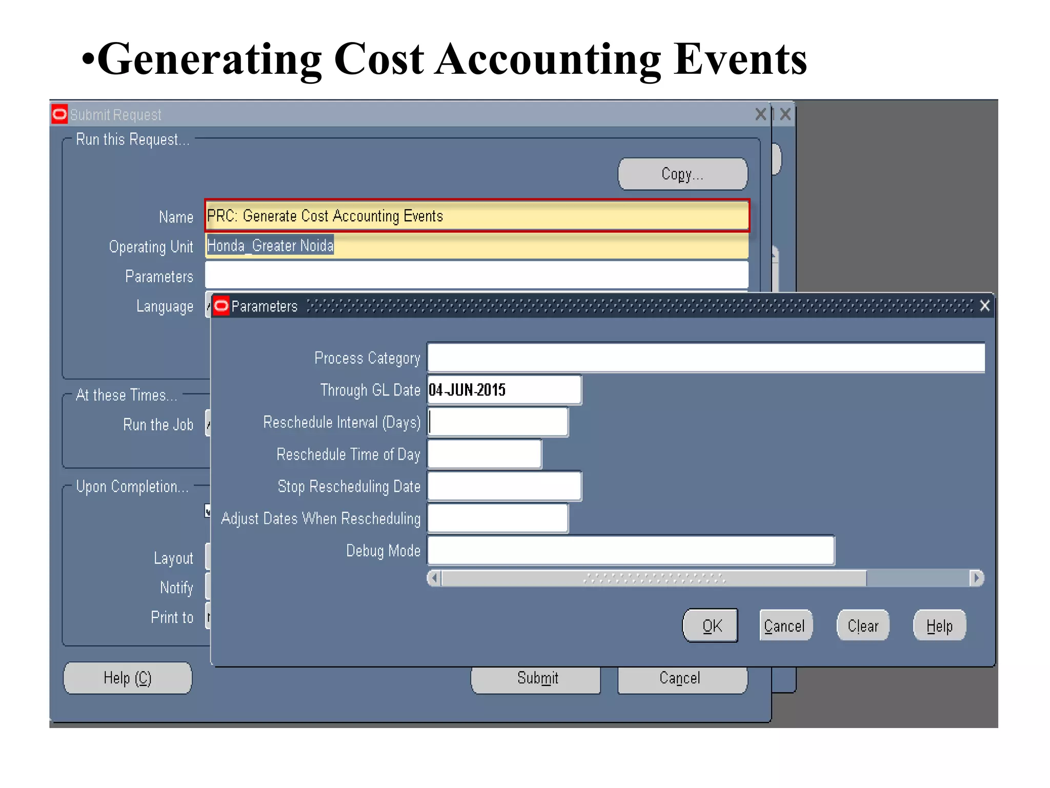 •Generating Cost Accounting Events
 