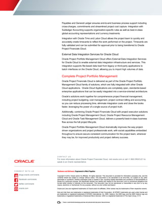 Oracle project financials data sheet | PDF