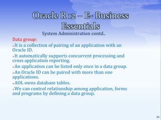 Oracle R 12 – E- Business EssentialsApplication TierWeb server