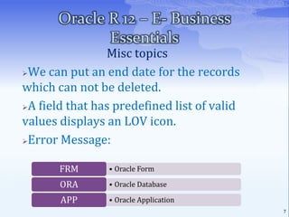 Oracle apps FORM is a user’s interface to business data stored in the database. We navigate between and within forms to enter and access information from the database.2