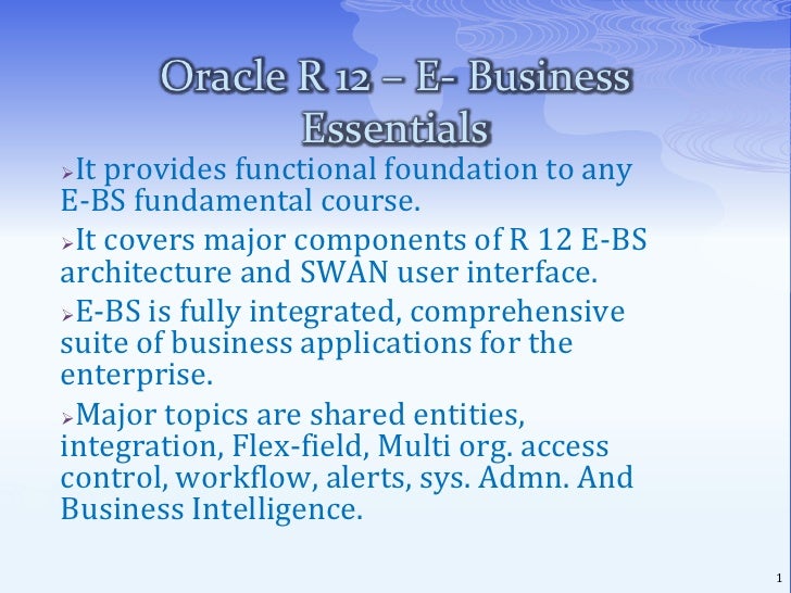 Oracle R 12 E Business Essentials - 