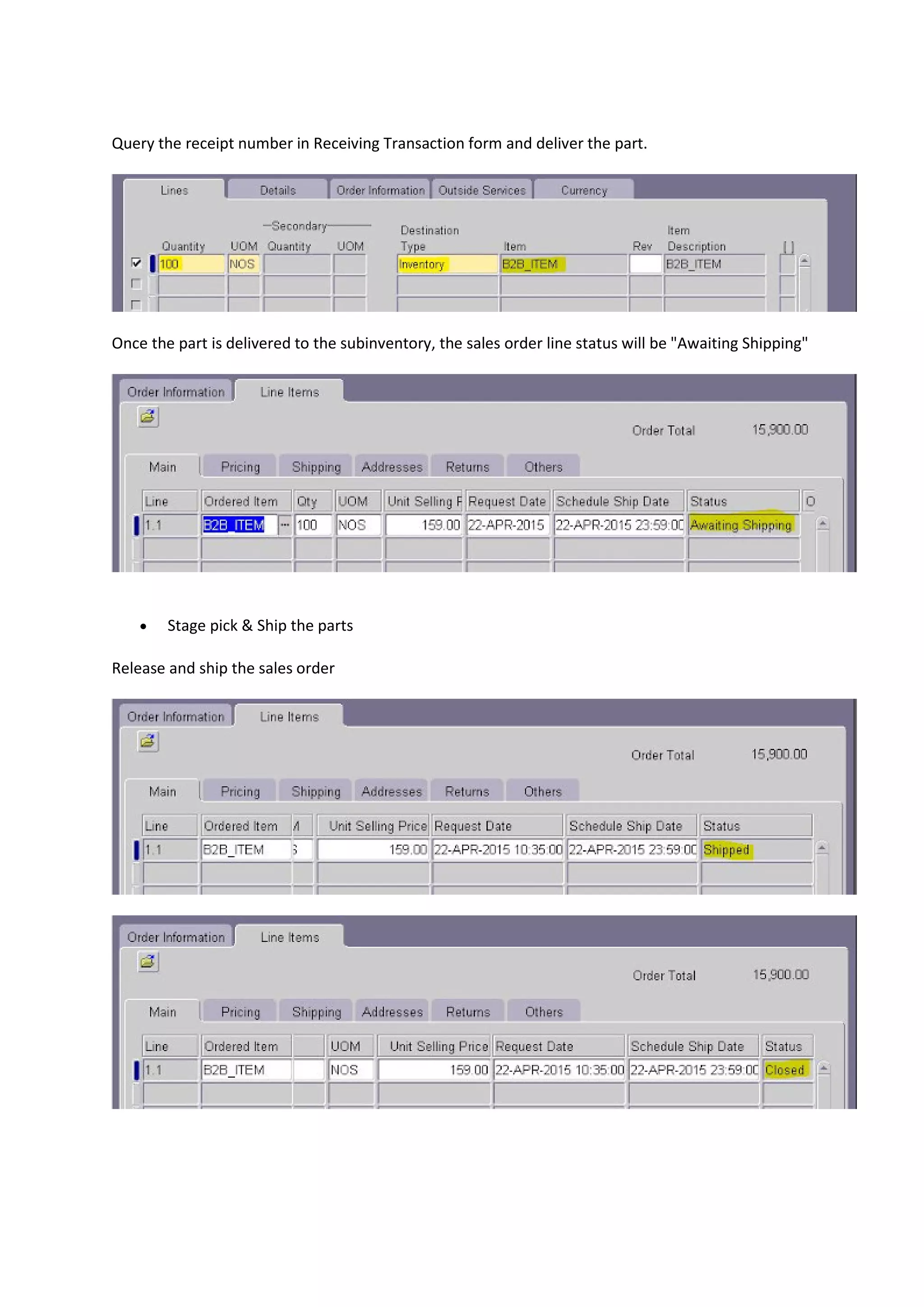 Oracle R12 Order Management - Back to Back (B2B) Order Flow: | PDF